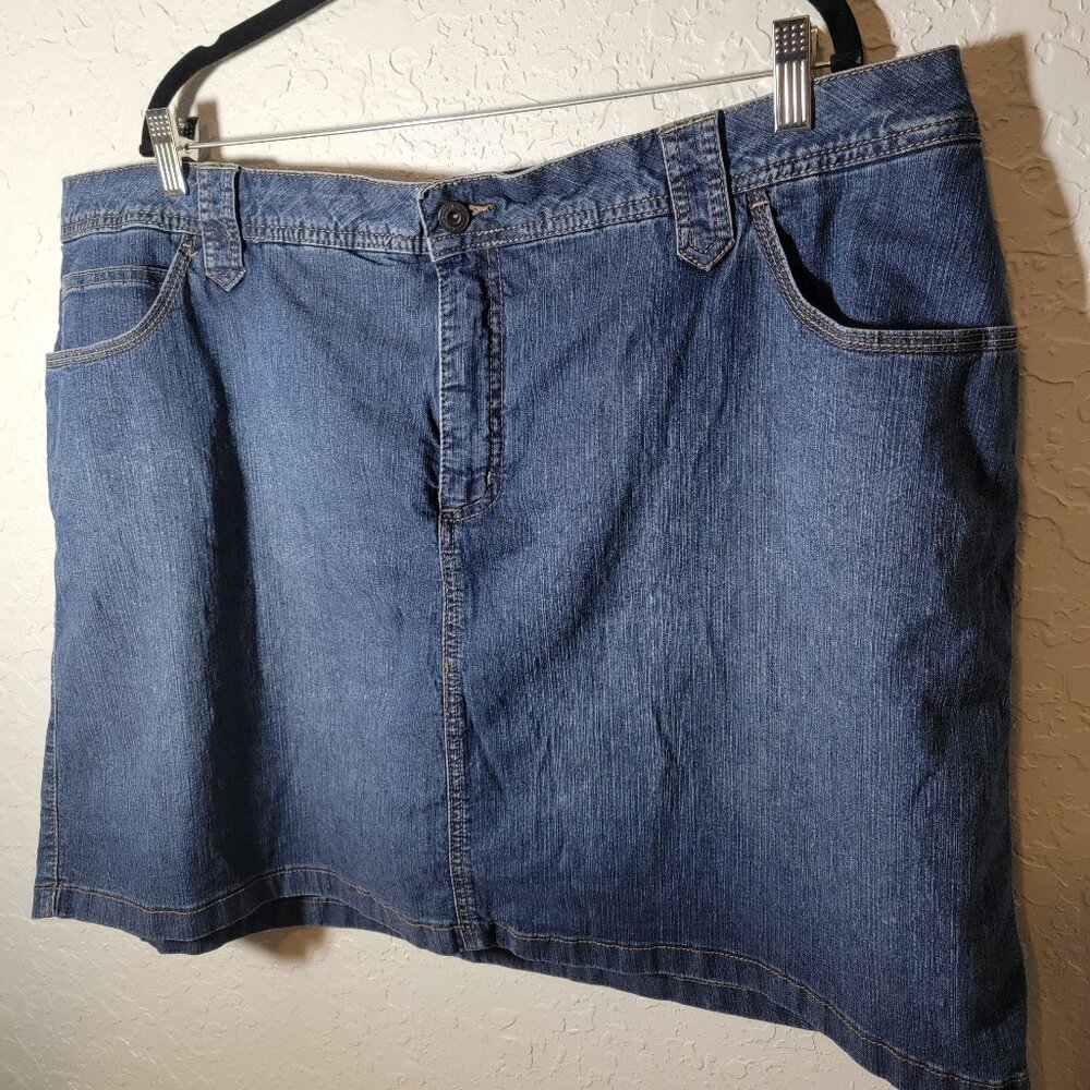 St.John's Bay Denim Blue Button Fly Cotton Skirt 24W